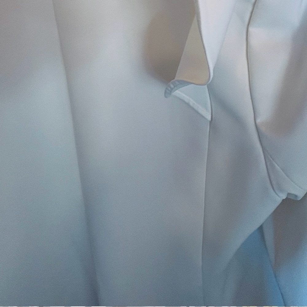 White Soft Ivory Eloquii Blazer Suit Jacket Fully Lined w Ruffle Detail Sz 20 - Picture 9 of 13